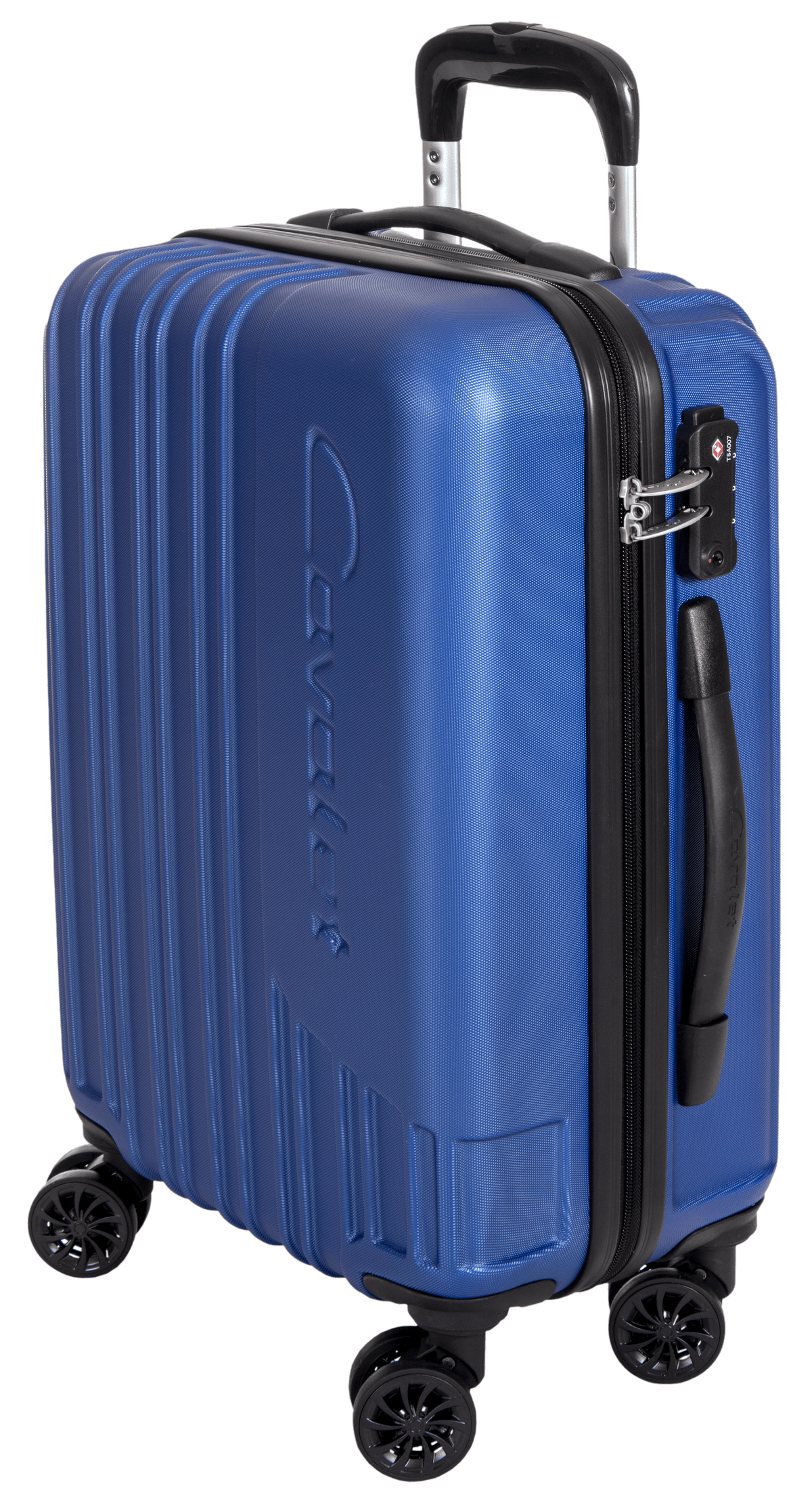 Cavalet Malibu 54 cm black hard-shell carry-on suitcase with telescopic handle and four spinner wheels.