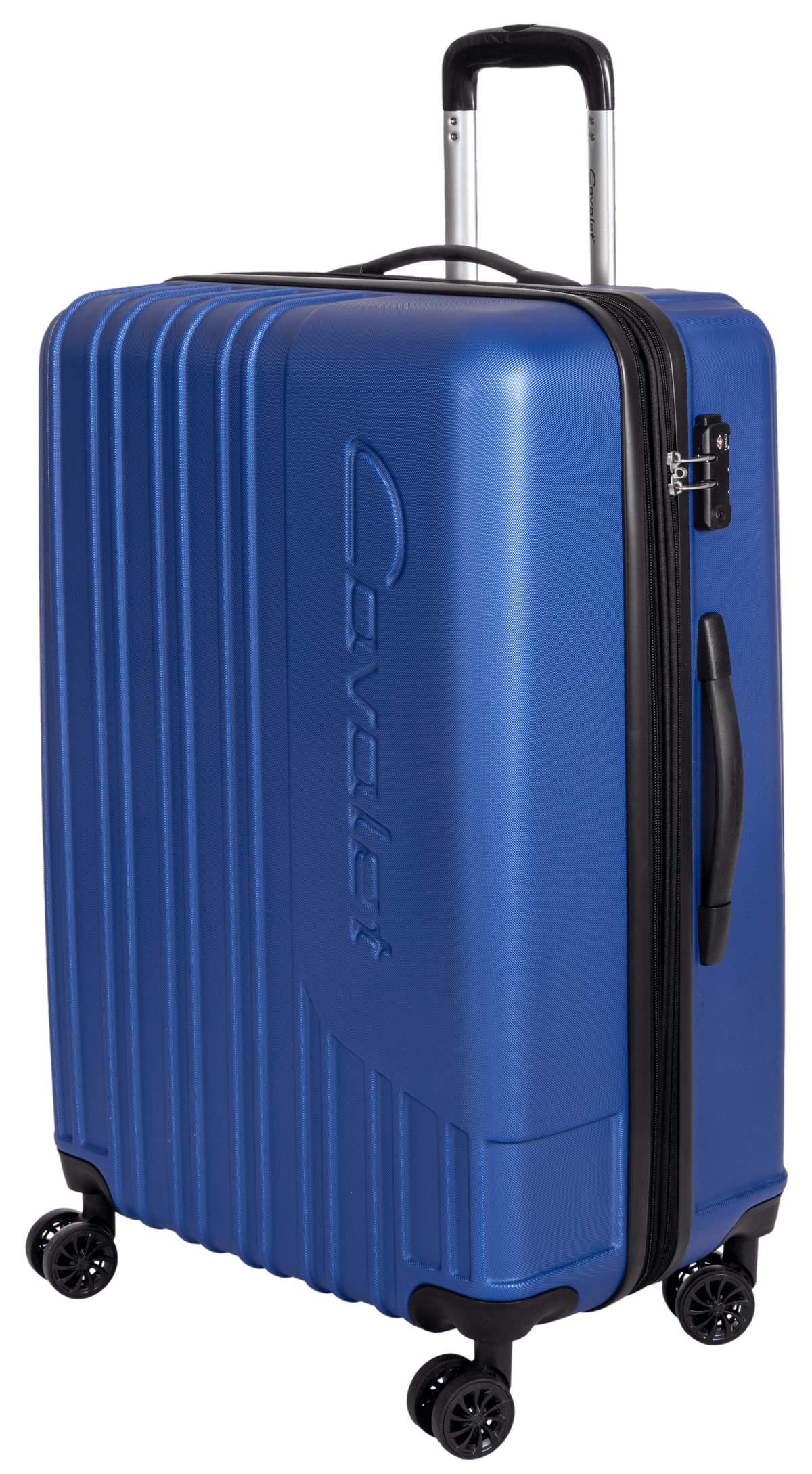 Cavalet Malibu 74cm hard-shell suitcase with wheels, silver finish, and retractable handle for travel.