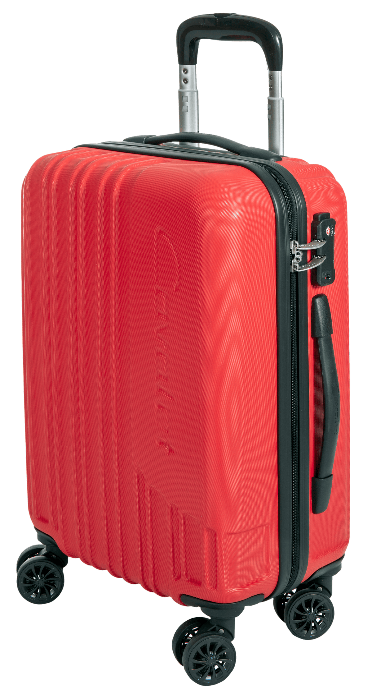 Cavalet Malibu 74cm black hard-shell luggage suitcase with four spinner wheels and retractable handle for travel.