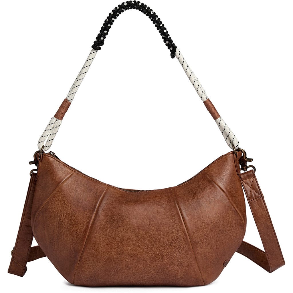 Axelremsväska i läder med reprem 40 CM #Färg_Mörk cognac
