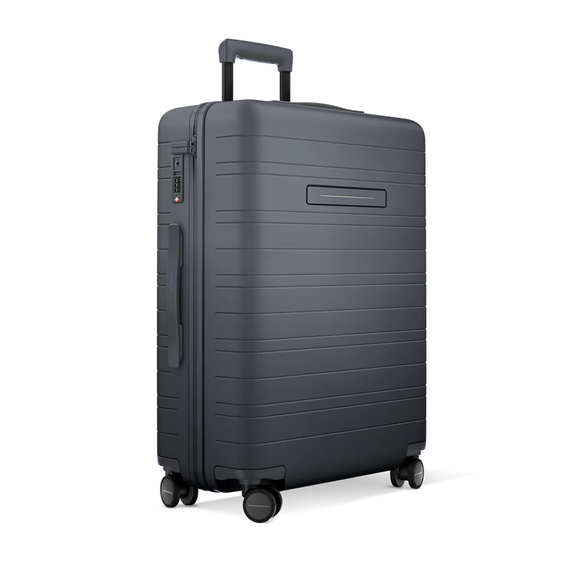 Horizn Studios H6 RE dark slate check-in suitcase with four spinner wheels and retractable handle, lightweight and durable travel bag.