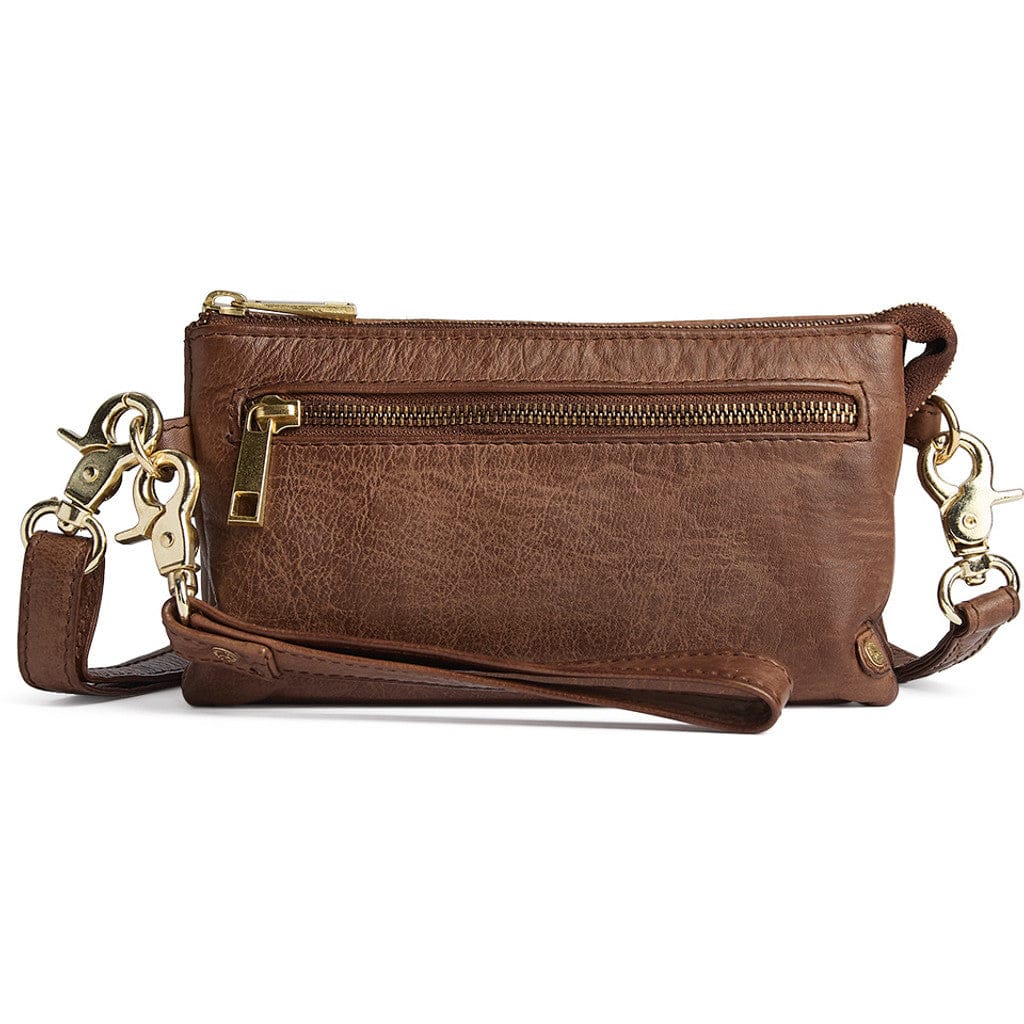 Liten Läderväska med guldfärgade detaljer 11 CM #Färg_Chesterfield