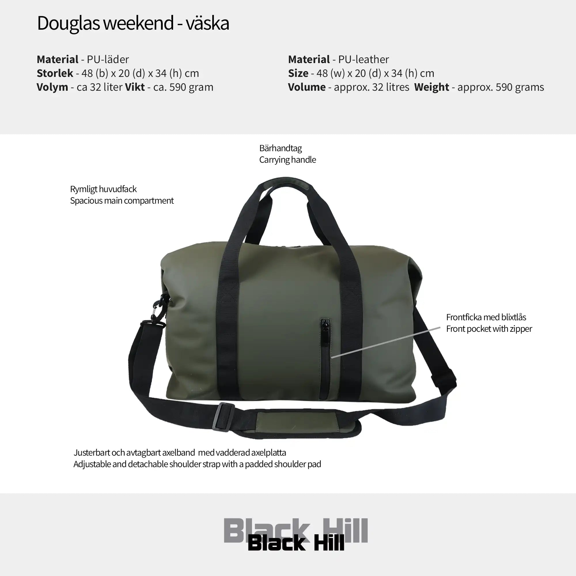 Black Hill - Douglas Weekend - väska #Färg_Svart