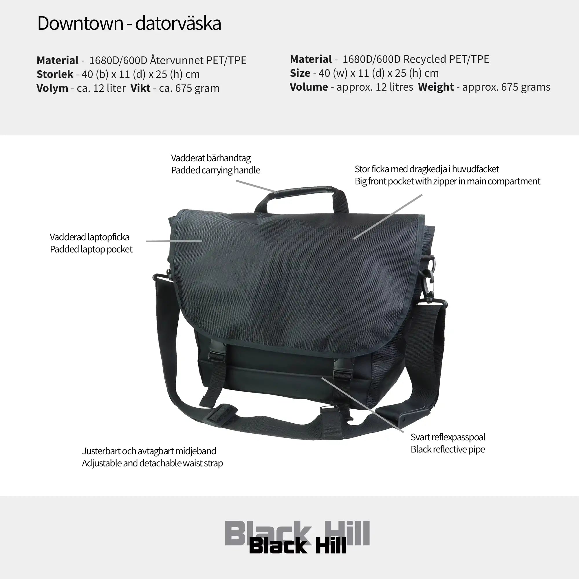 Black Hill - Downtown - datorväska #Färg_Svart