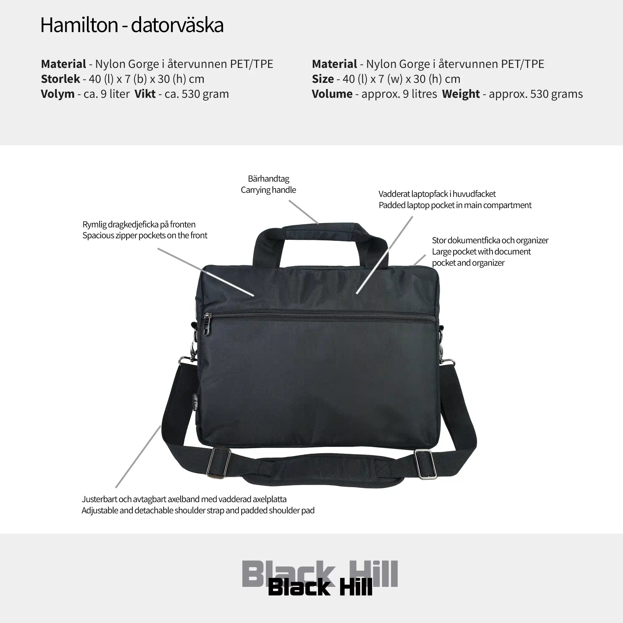 Black Hill - Hamilton - datorväska #Färg_Svart