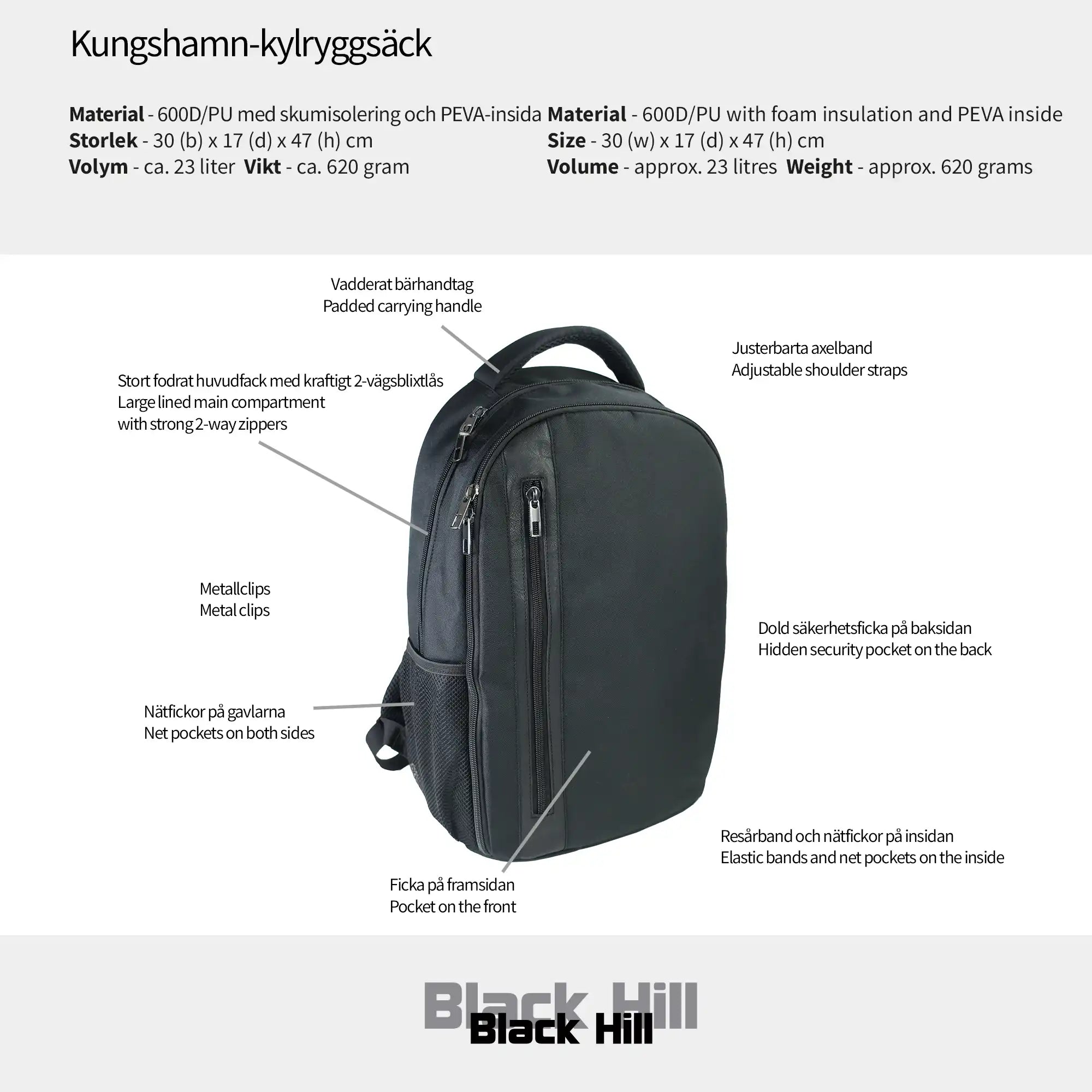 Black Hill - Kungshamn - kylryggsäck #Färg_Svart
