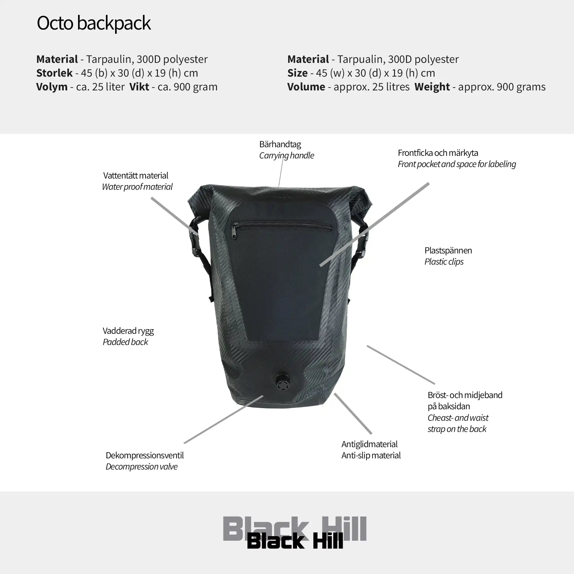 Black Hill - Octo backpack - ryggsäck #Färg_Svart
