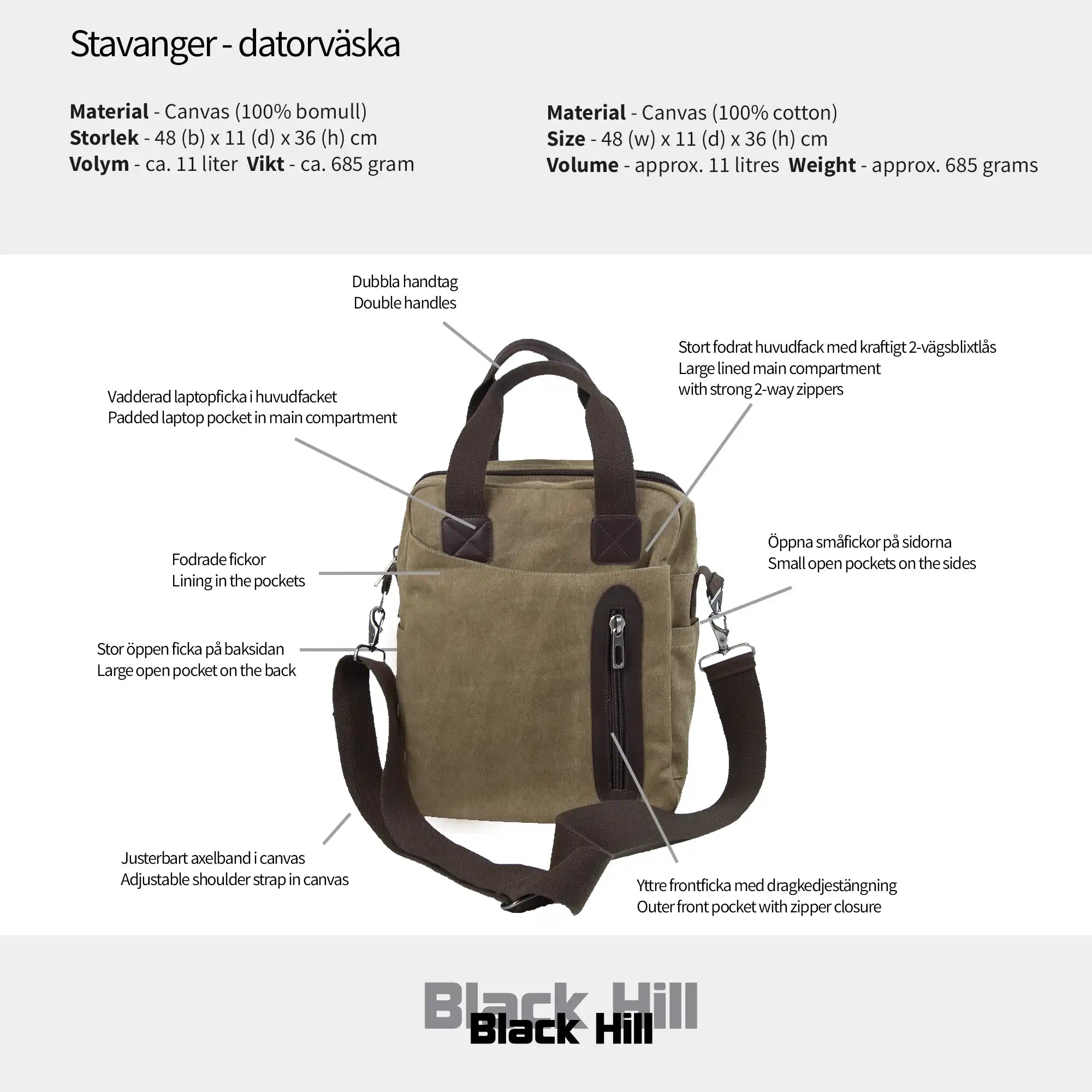 Black Hill - Stavanger - datorväska #Färg_Brun