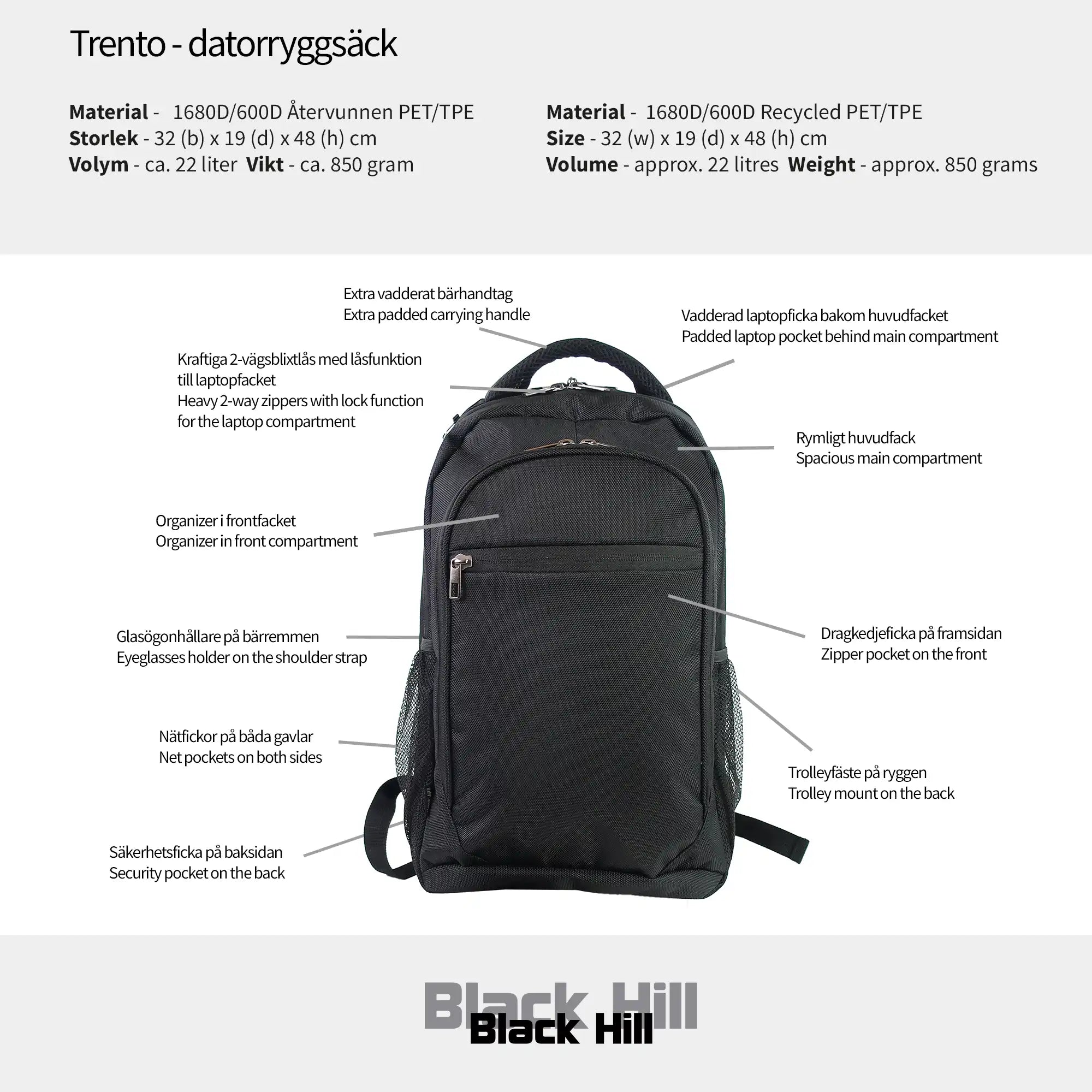 Black Hill - Trento - datorryggsäck #Färg_Ryggsäck