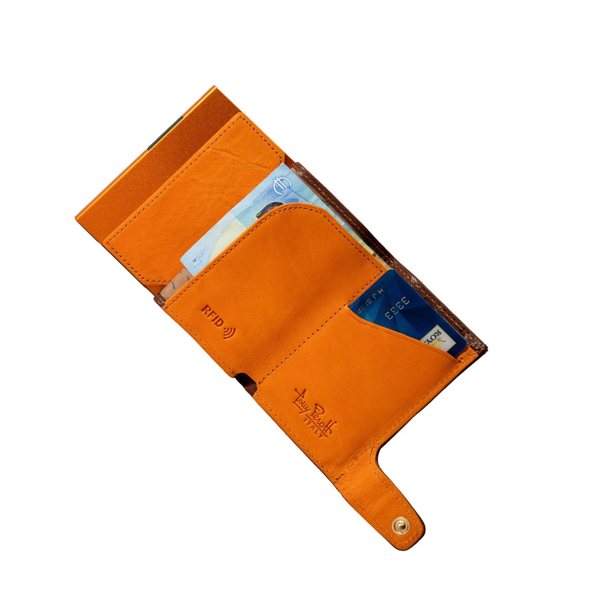 Tony Perotti - Furbo Vegetale Color Korthållare i läder med RFID-skydd, sedelfack och myntfack