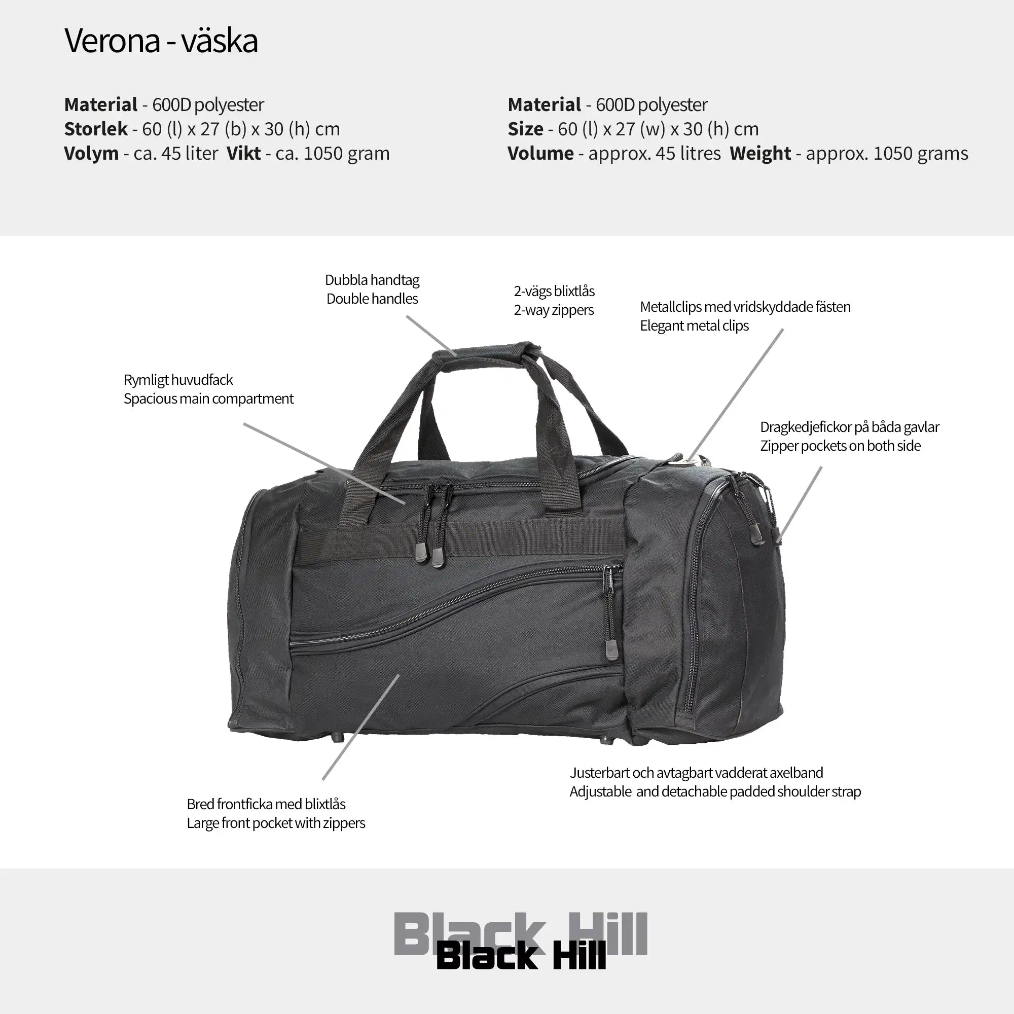 Black Hill - Verona - väska #Färg_Svart