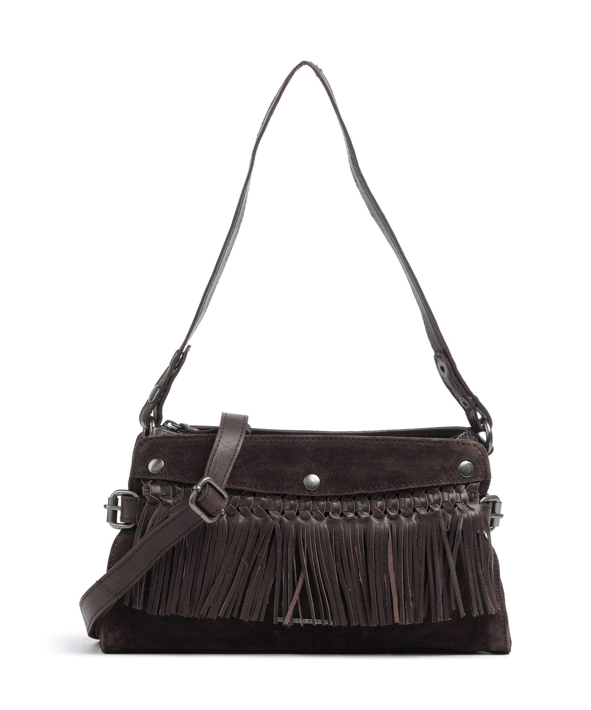 Suede Mix Madelon Axelremsväska #Färg_Mörkbrun