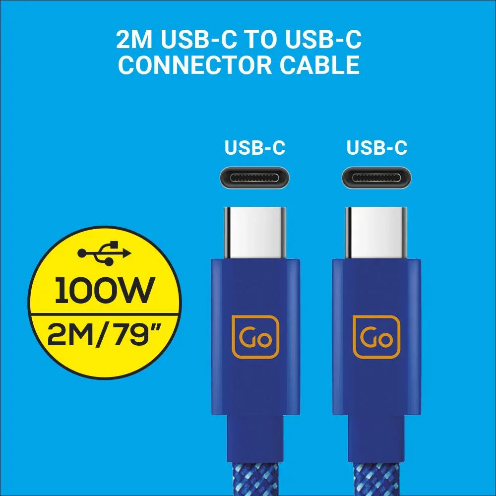 100 W dubbel USB-C-kabel Blå