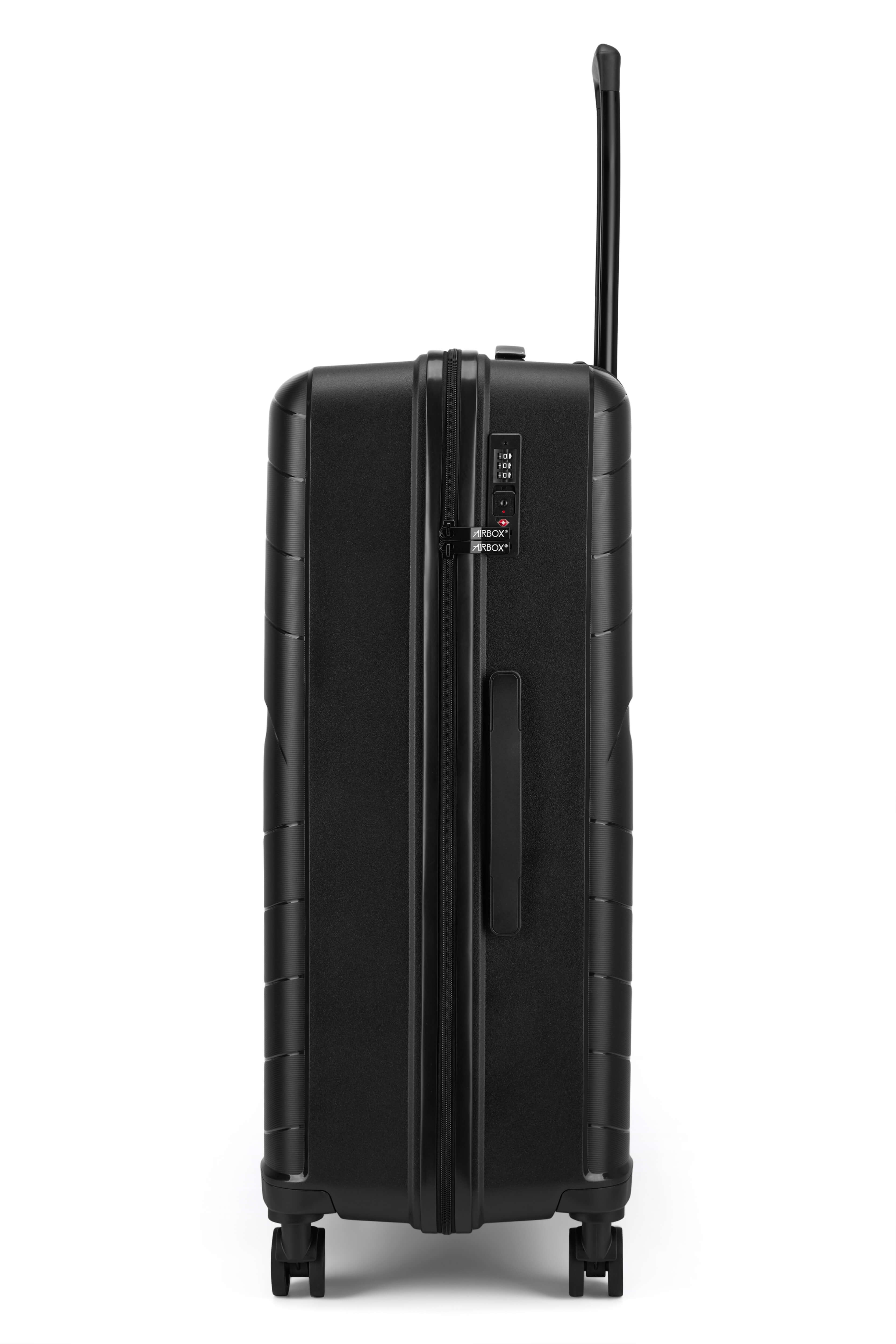 Airbox AZ13 L travel suitcase featuring a hard shell exterior, extended handle, and four spinner wheels for easy mobility.
