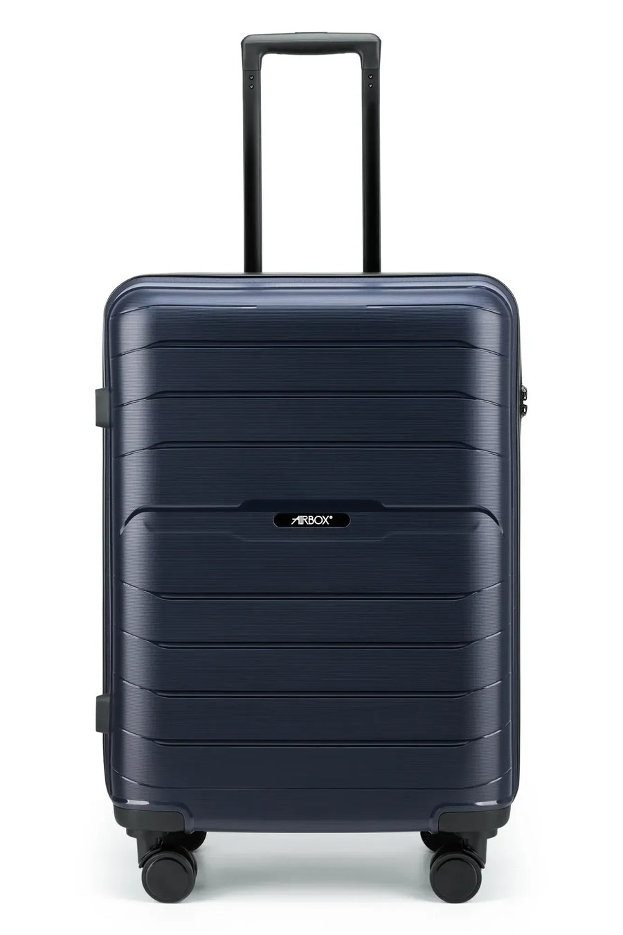 Airbox AZ13 M Resväska, durable travel suitcase with hard shell and four wheels, black color, shown closed and ready for travel.