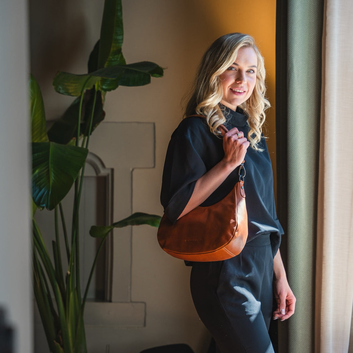 Alexandria Axelväska #Färg_Cognac