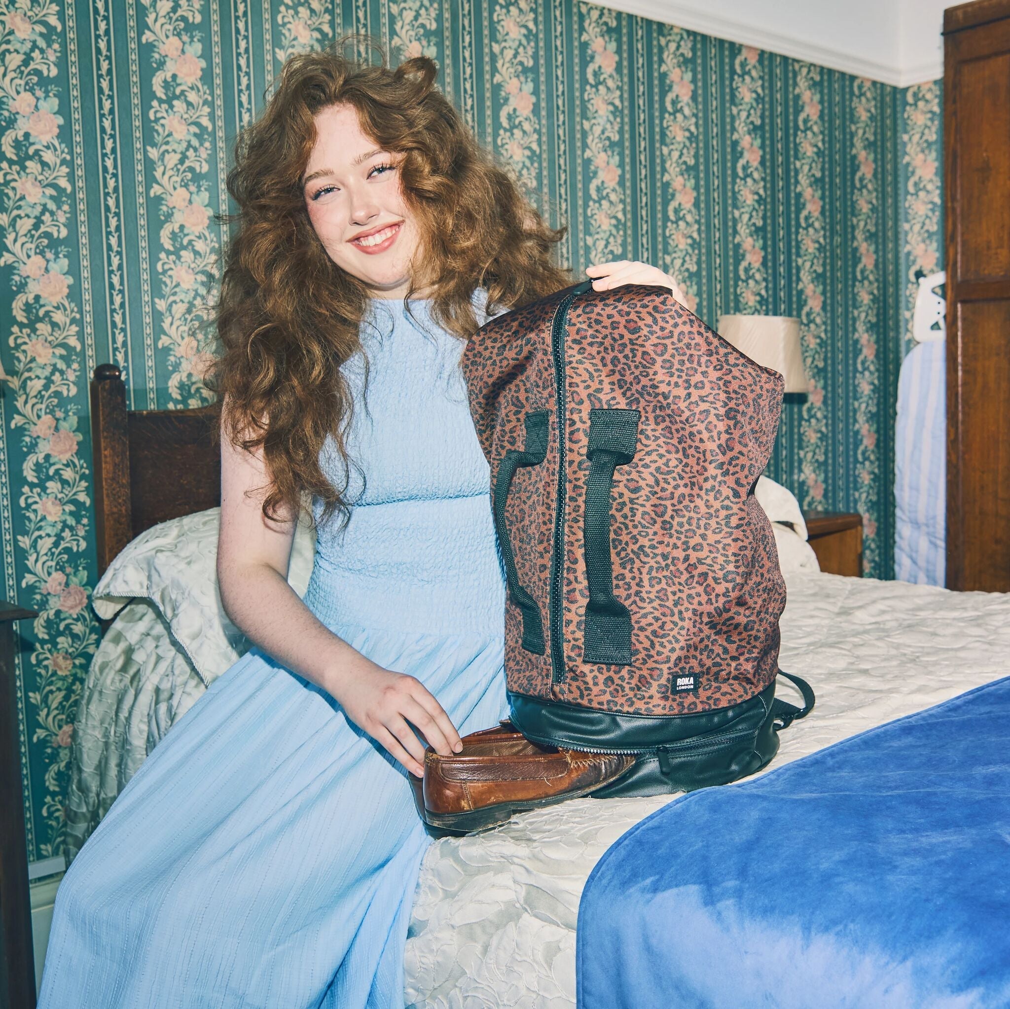 ROKA London - Heathrow L duffelväska-ryggsäck #Färg_Corn_Mini_Leopard