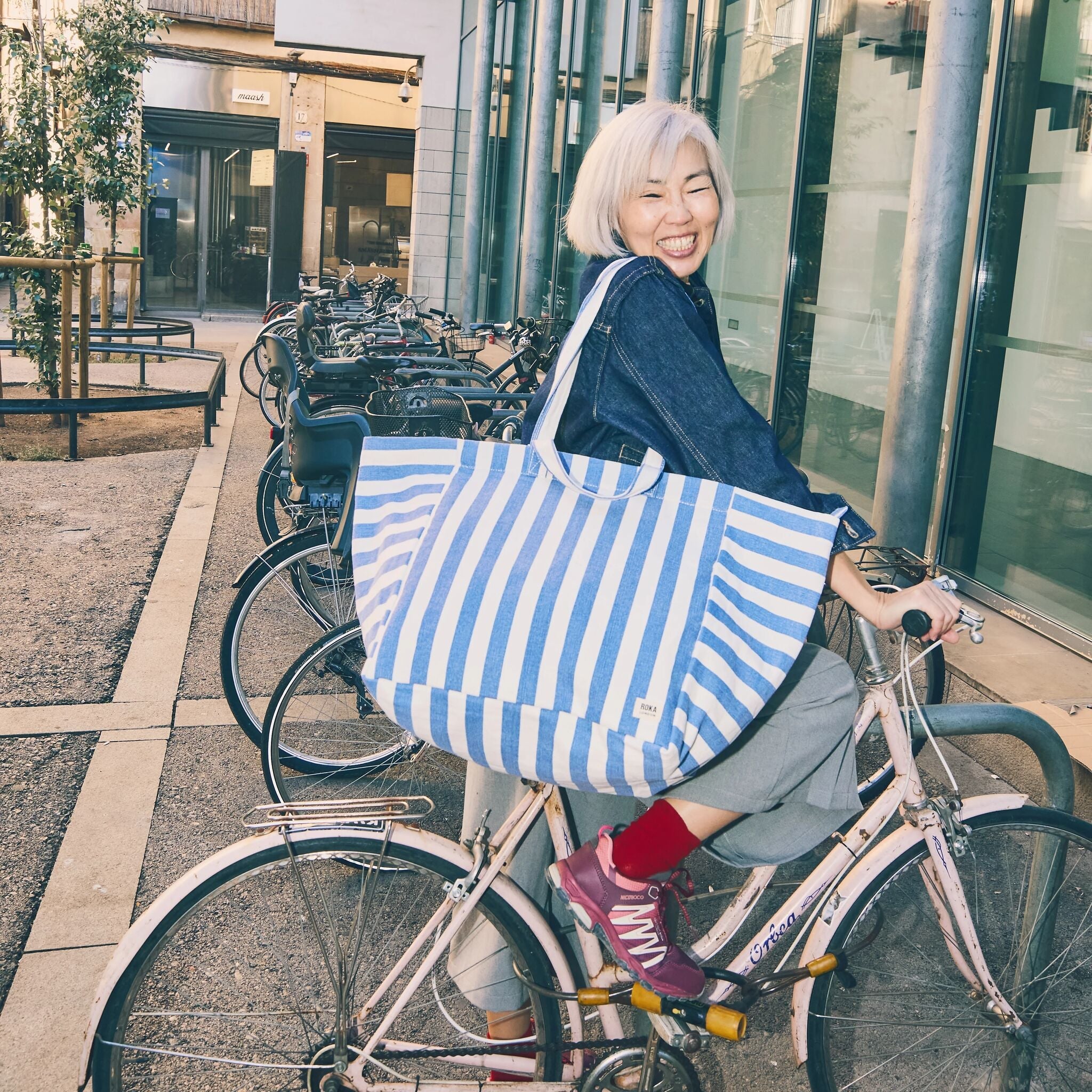 ROKA London - Marylebone L toteväska #Färg_Denim_Stripe