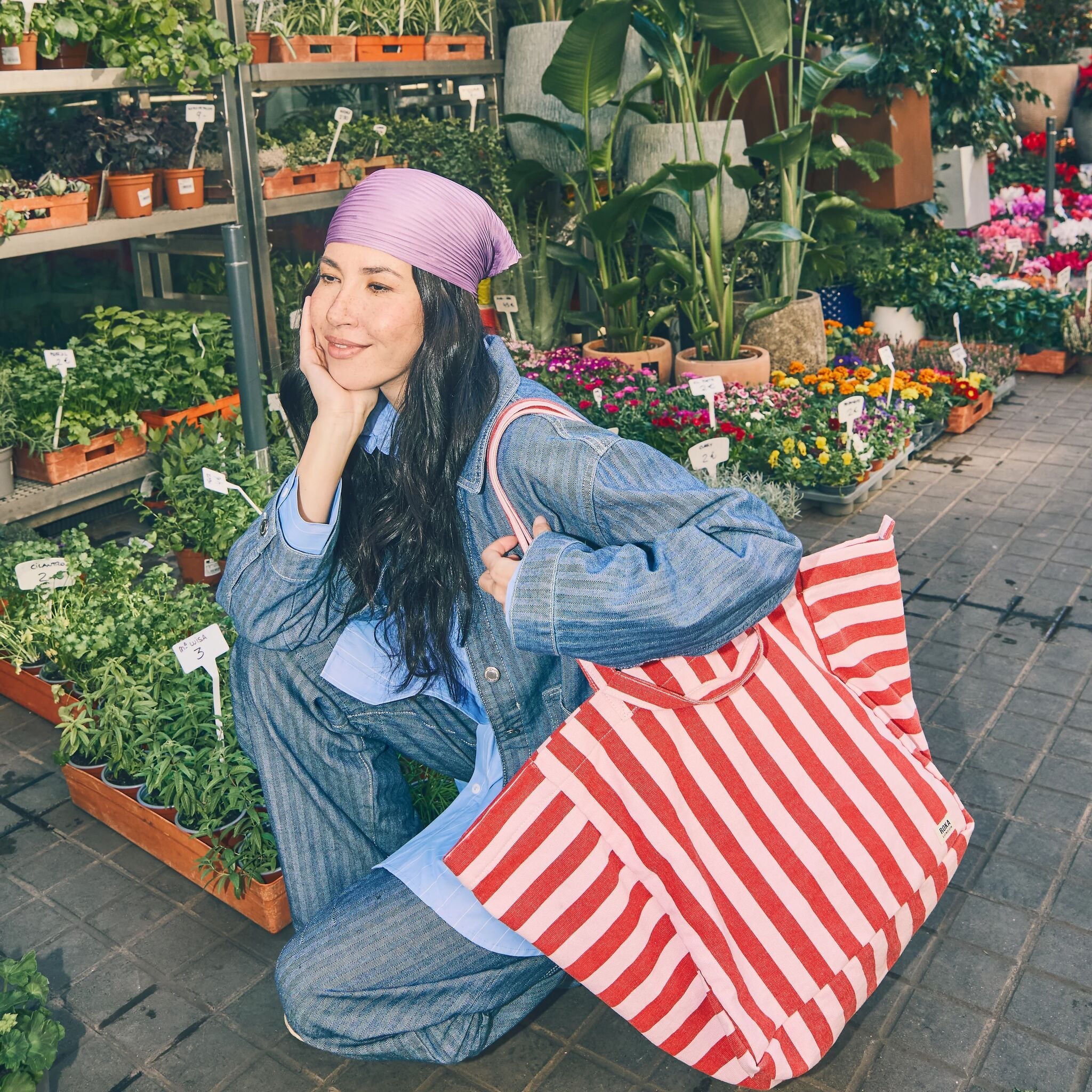 ROKA London - Marylebone L toteväska #Färg_Strawberry_Stripe