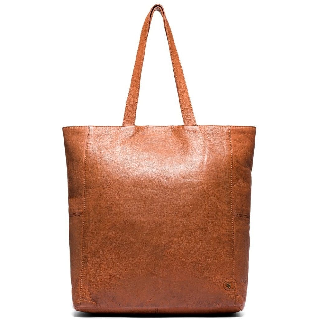 Shoppingväska i läder 37 CM #Färg_Cognac