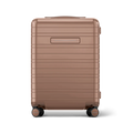 Horizn Studios H5 RE glossy mocha cabin suitcase with front view, durable hard shell and modern design for travel.