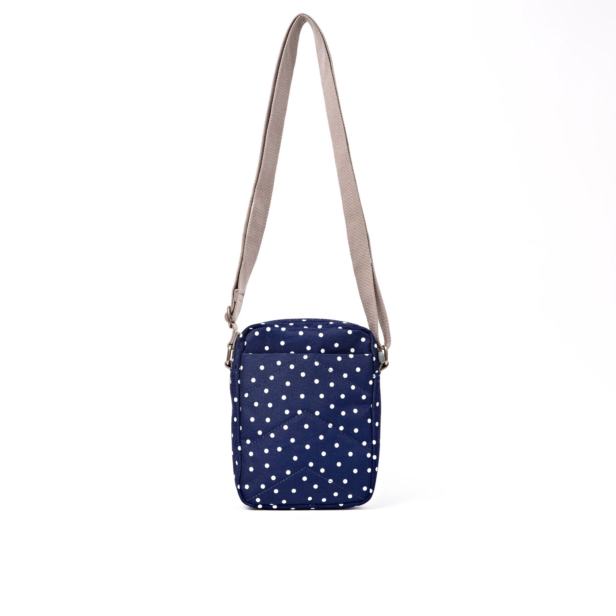 ROKA London - Bond S crossbody-väska med ficka #Färg_Navy_Polka_Dot
