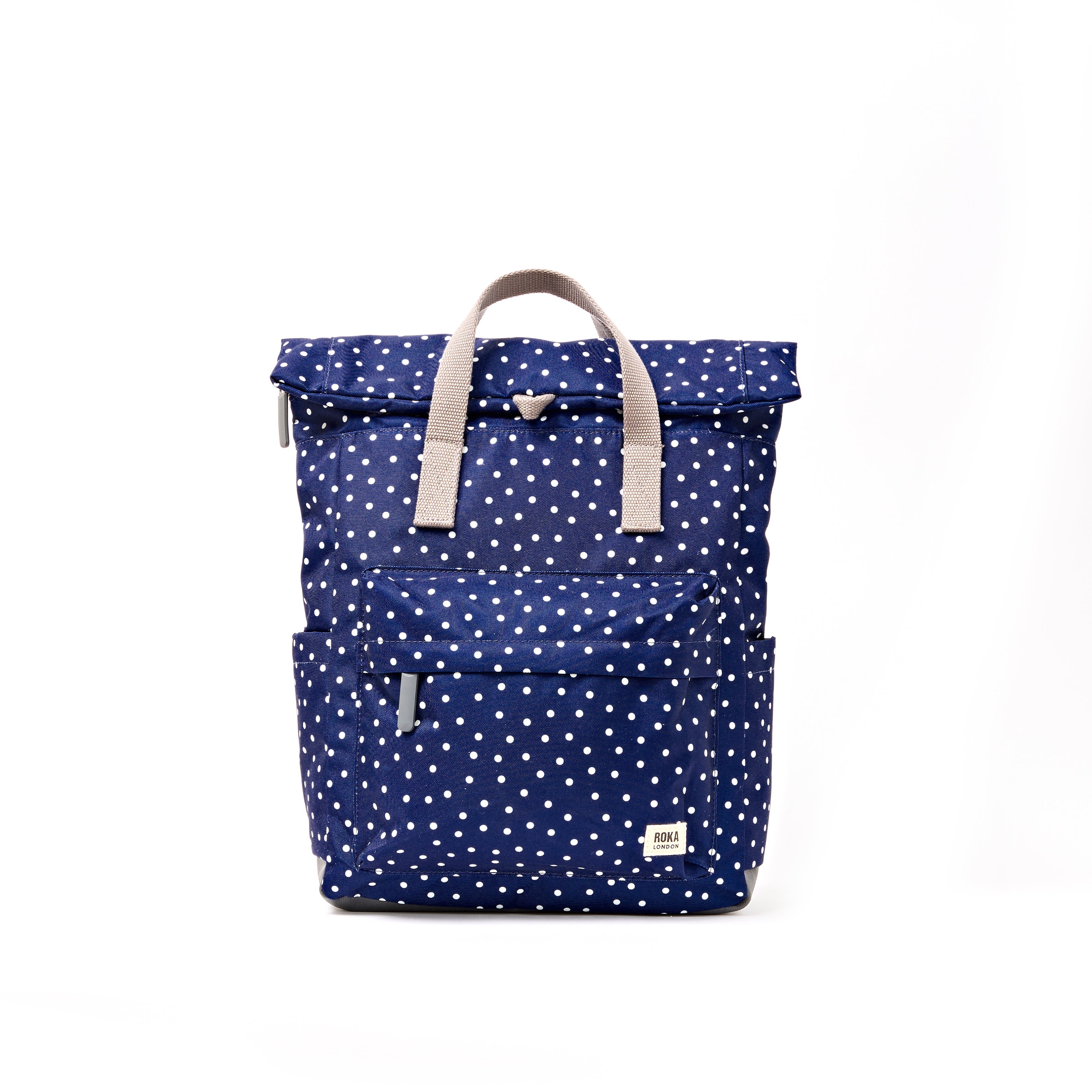 ROKA London - Canfield M rolltop-ryggsäck #Färg_Navy_Polka_Dot