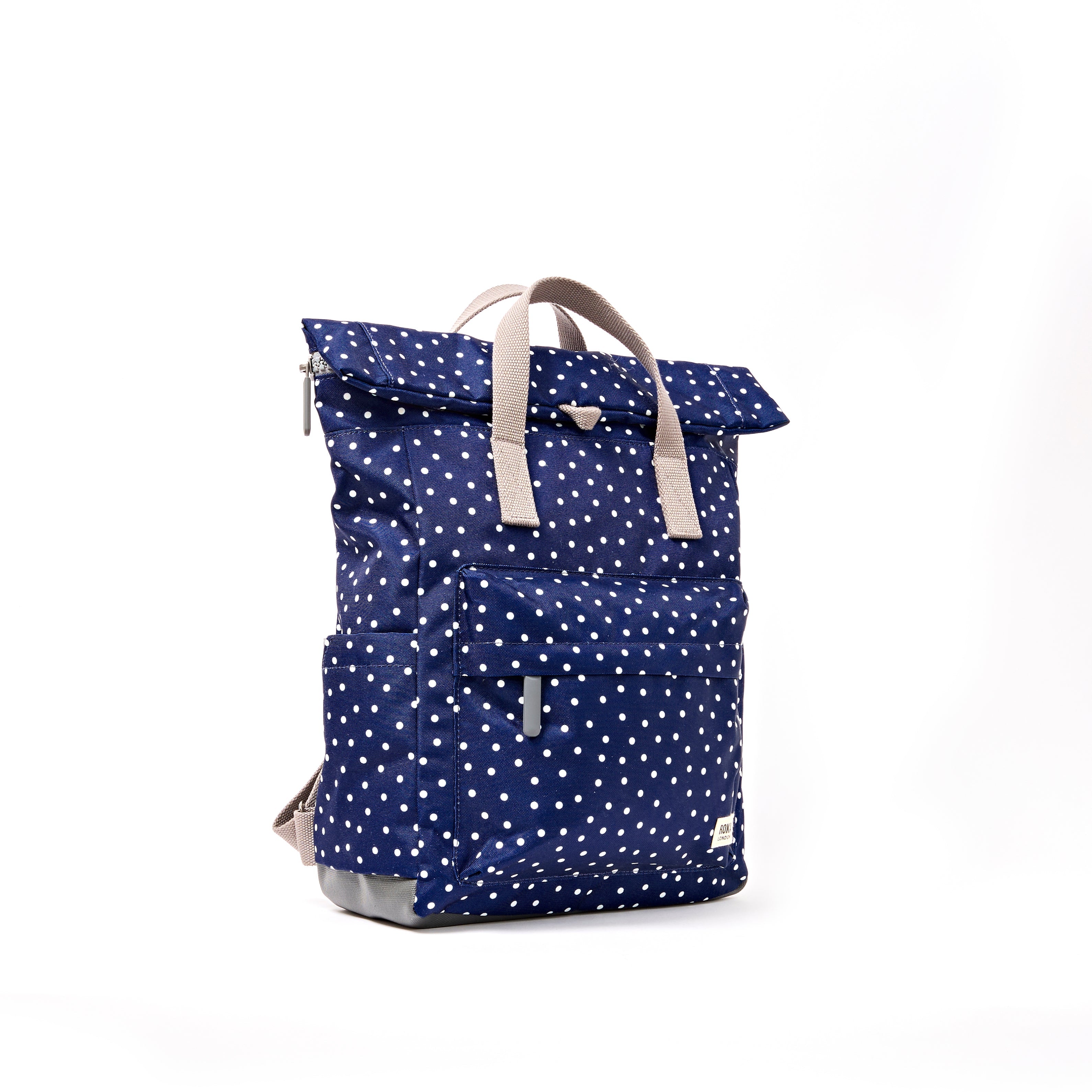 ROKA London - Canfield M rolltop-ryggsäck #Färg_Navy_Polka_Dot