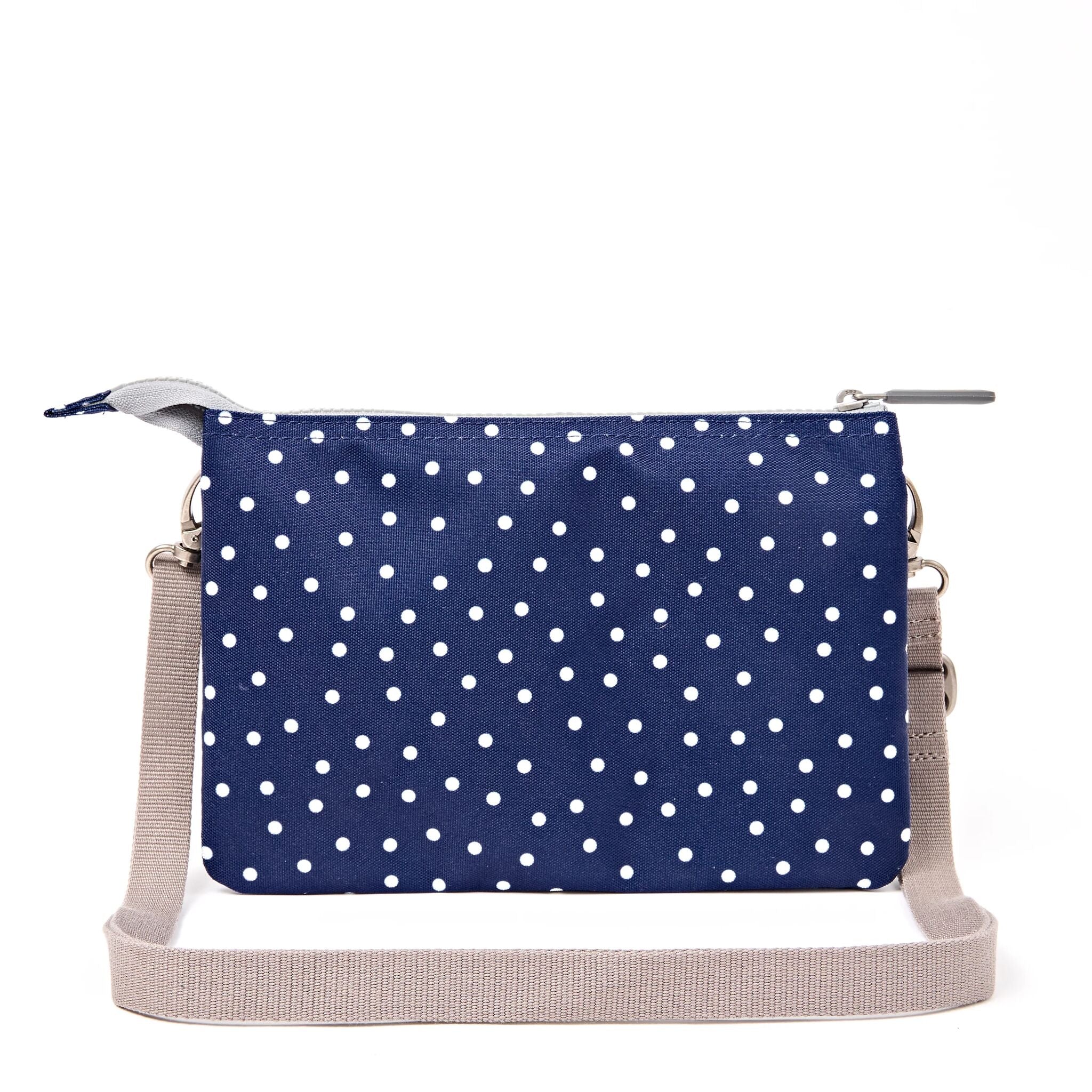 ROKA London - Carnaby XL XL Carnaby crossbody-väska #Färg_Navy_Polka_Dot