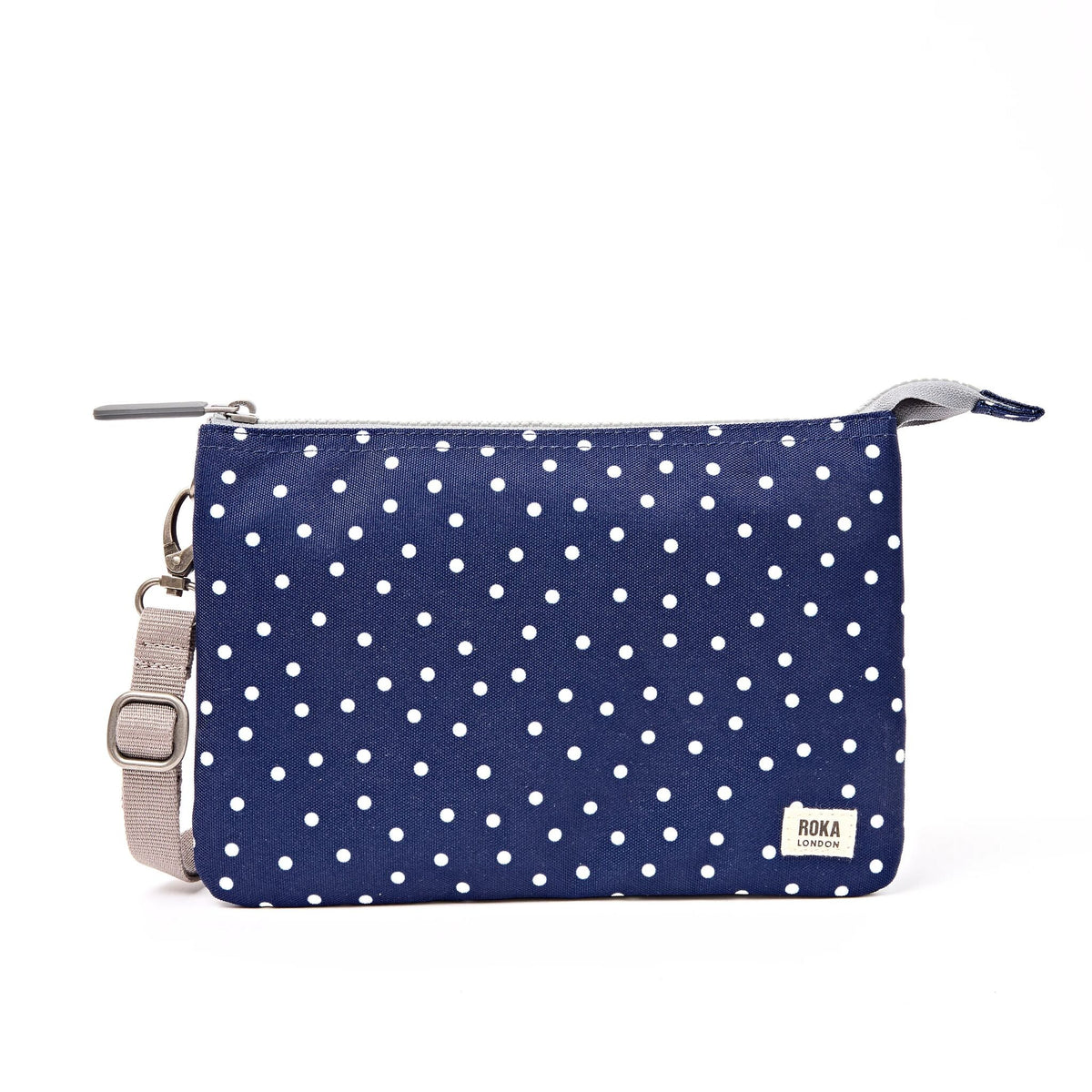 ROKA London - Carnaby XL XL Carnaby crossbody-väska #Färg_Navy_Polka_Dot