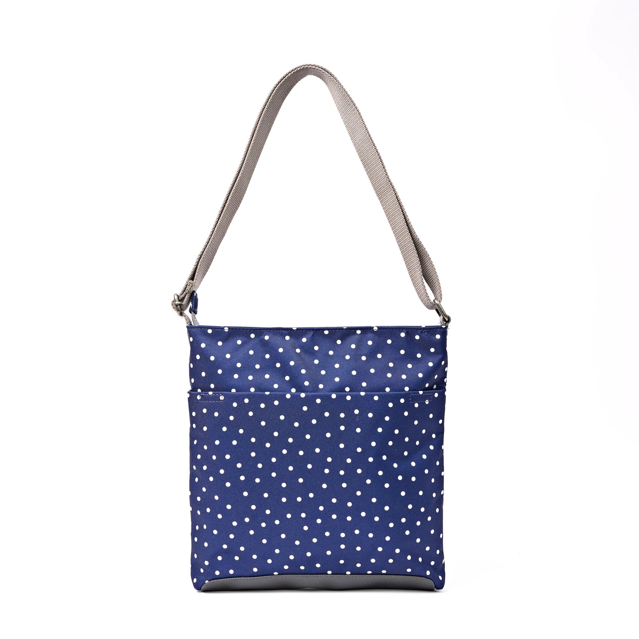 ROKA London - Kennington M crossbody-väska #Färg_Navy_Polka_Dot