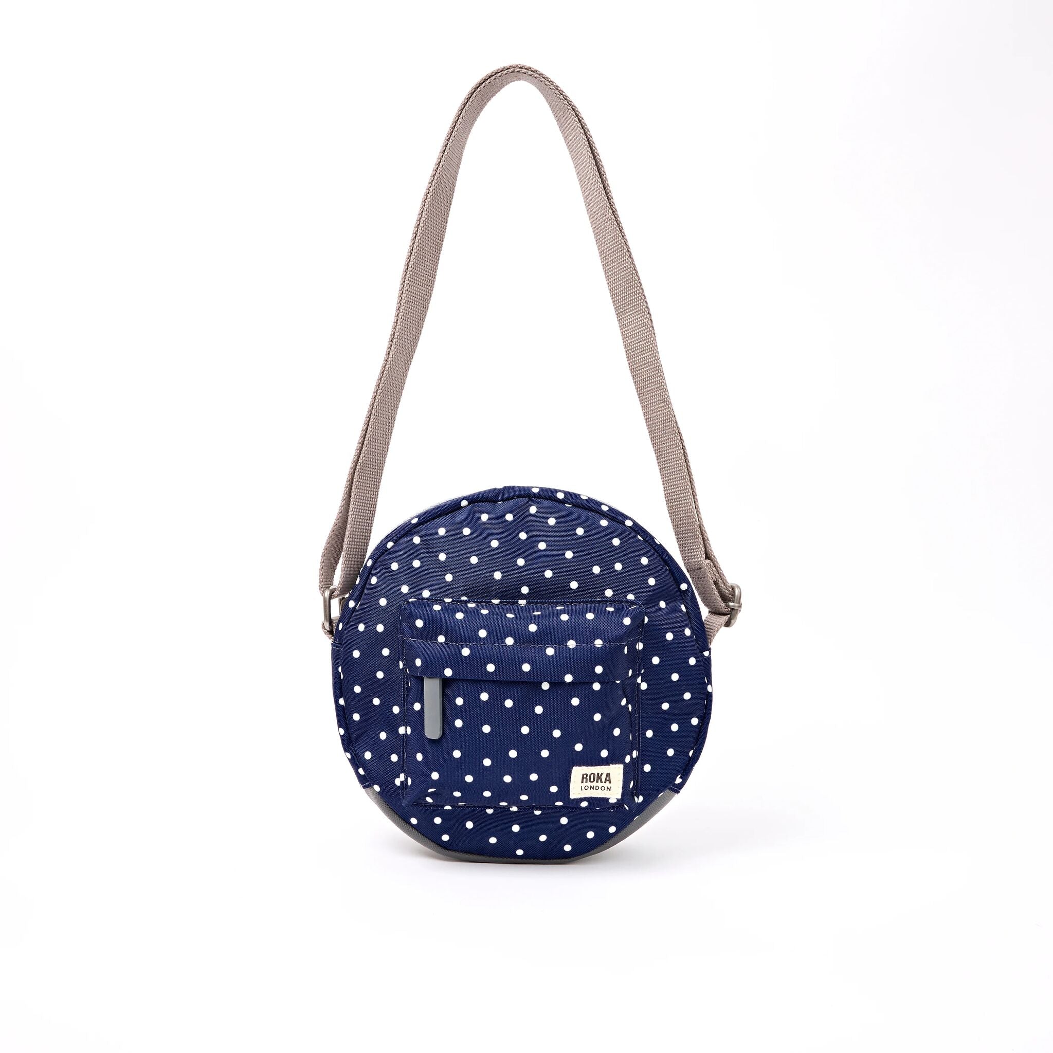 ROKA London - Paddington S crossbody-väska #Färg_Navy_Polka_Dot