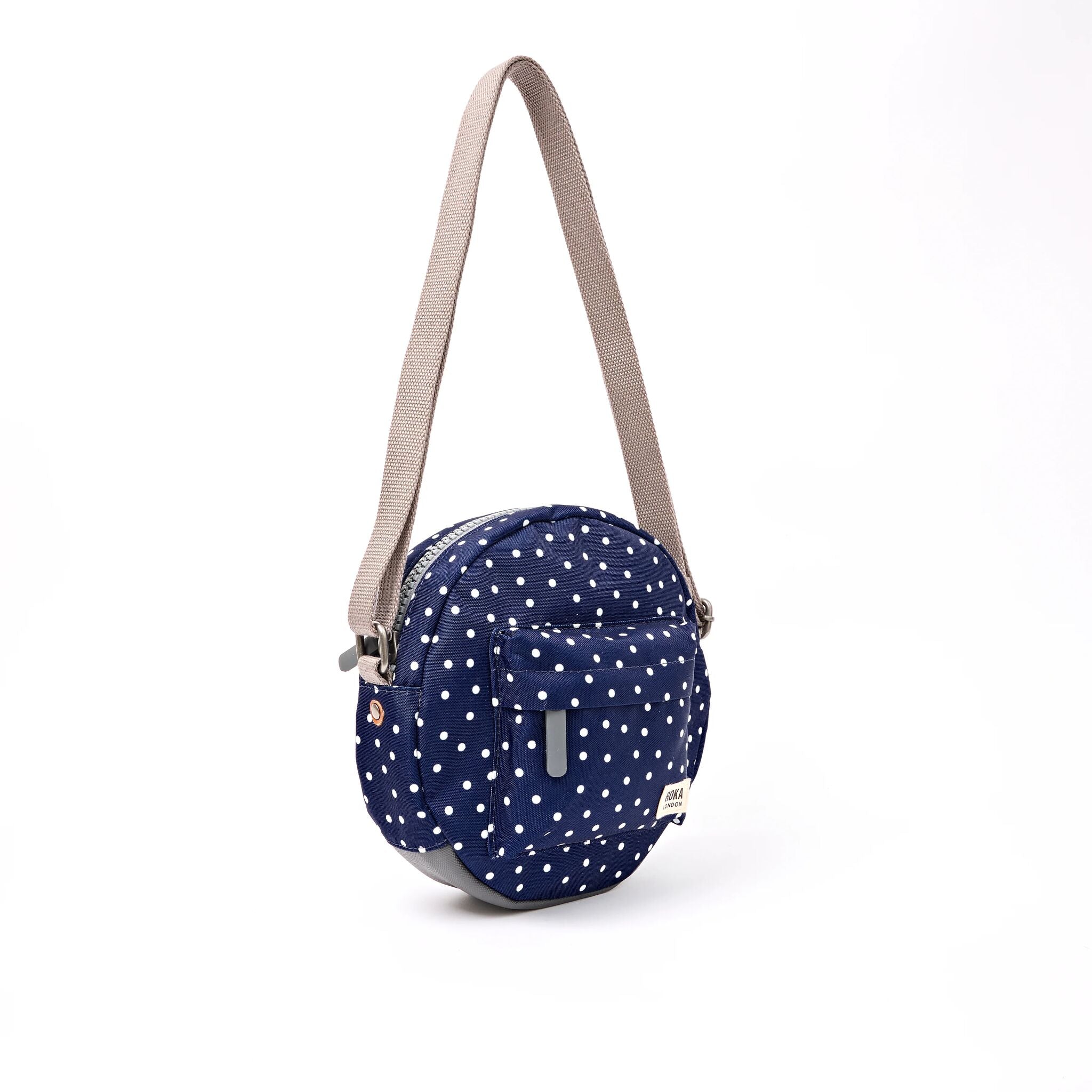 ROKA London - Paddington S crossbody-väska #Färg_Navy_Polka_Dot