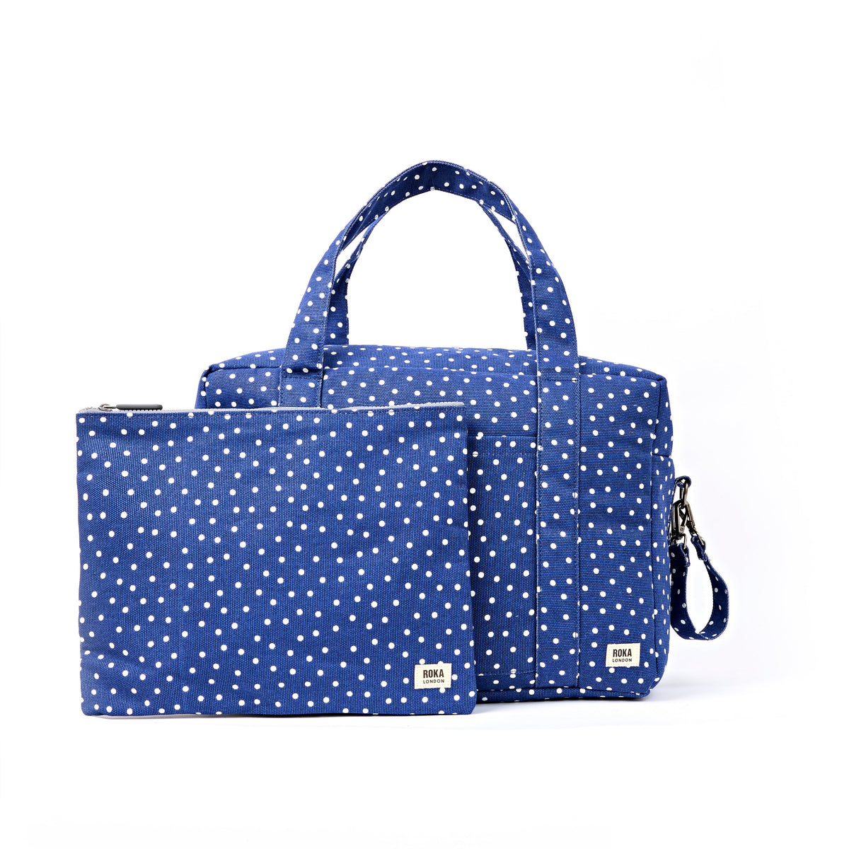 ROKA London - Somerset L axelväska #Färg_Navy_Polka