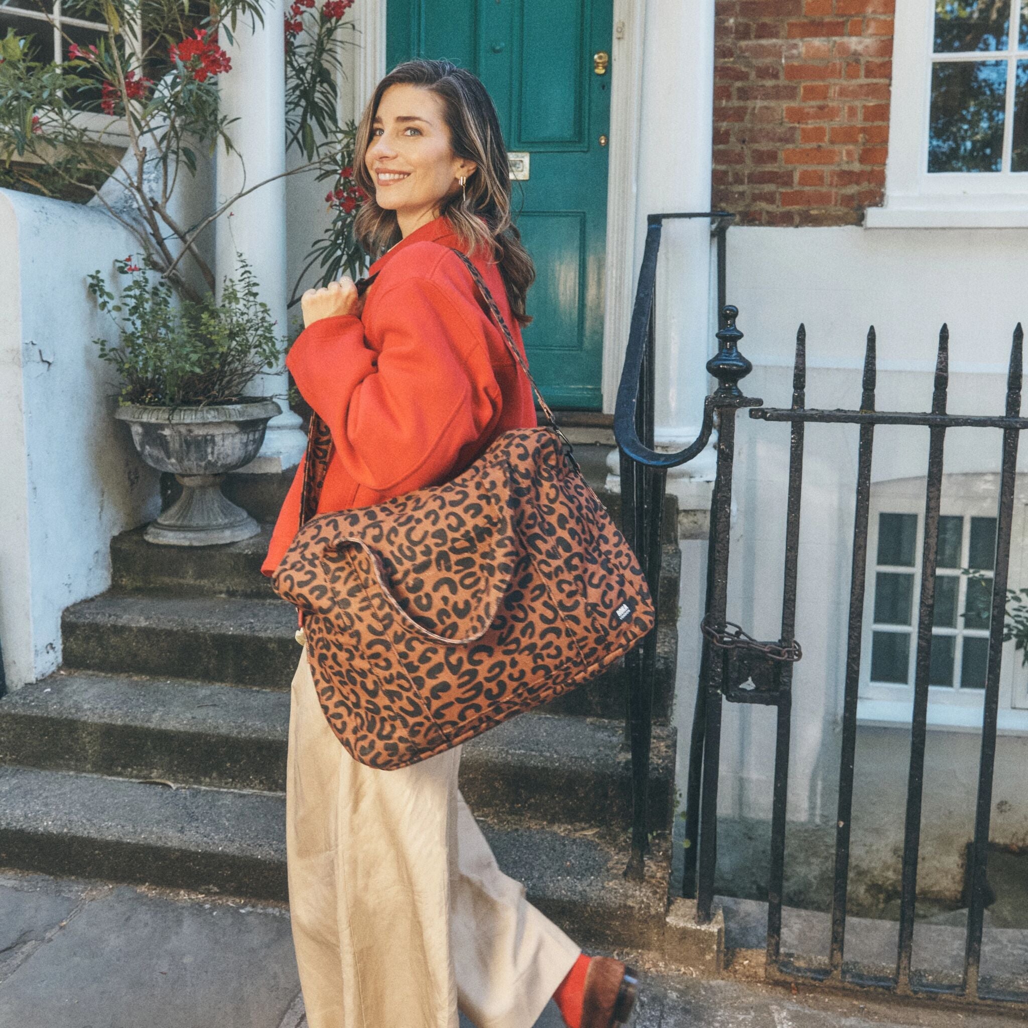 ROKA London - Somerset L axelväska #Färg_Scarlet_Leopard