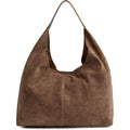 Shoppingväska i mocka 30 CM #Färg_Mörk mullvad