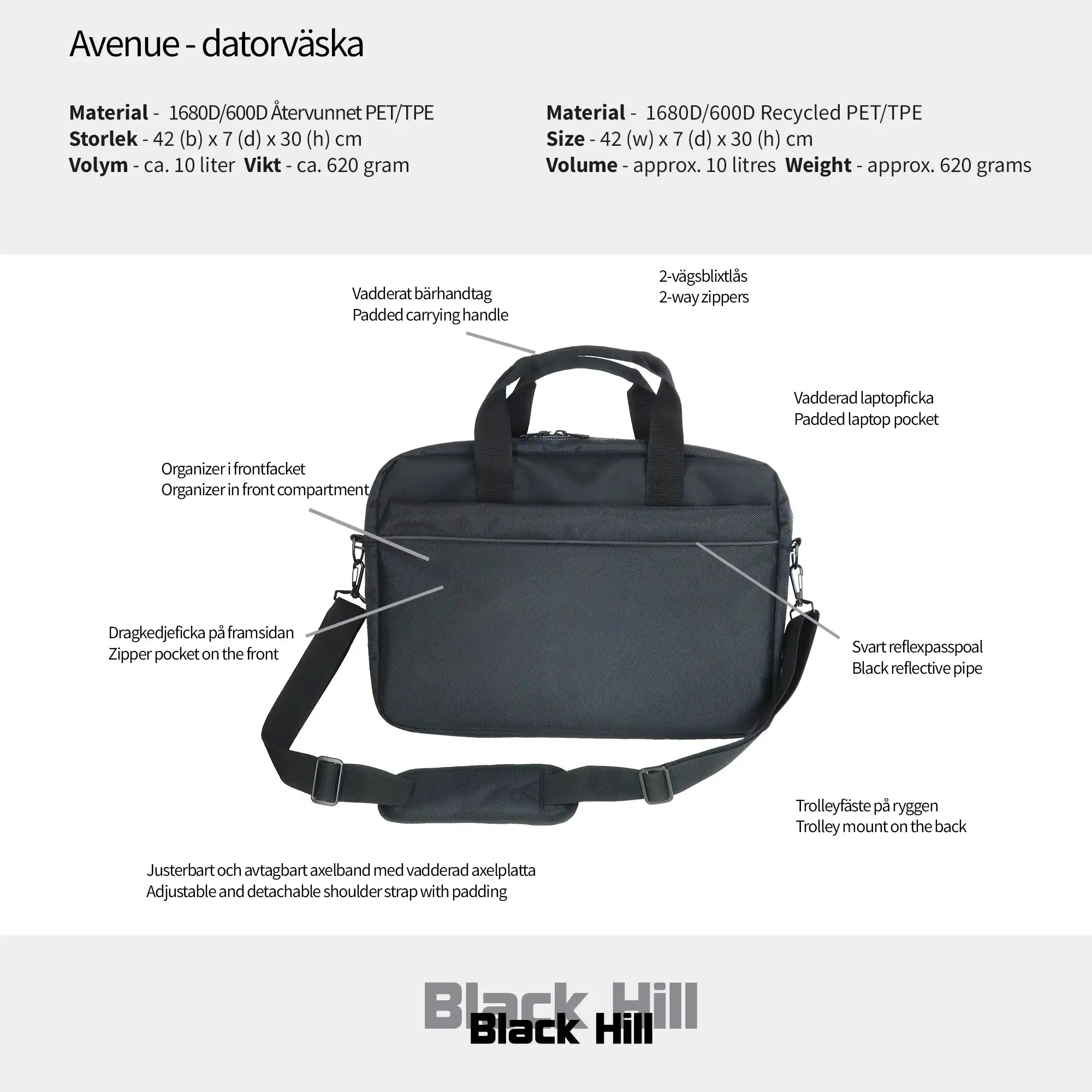 Black Hill - Avenue - datorväska #Färg_Svart