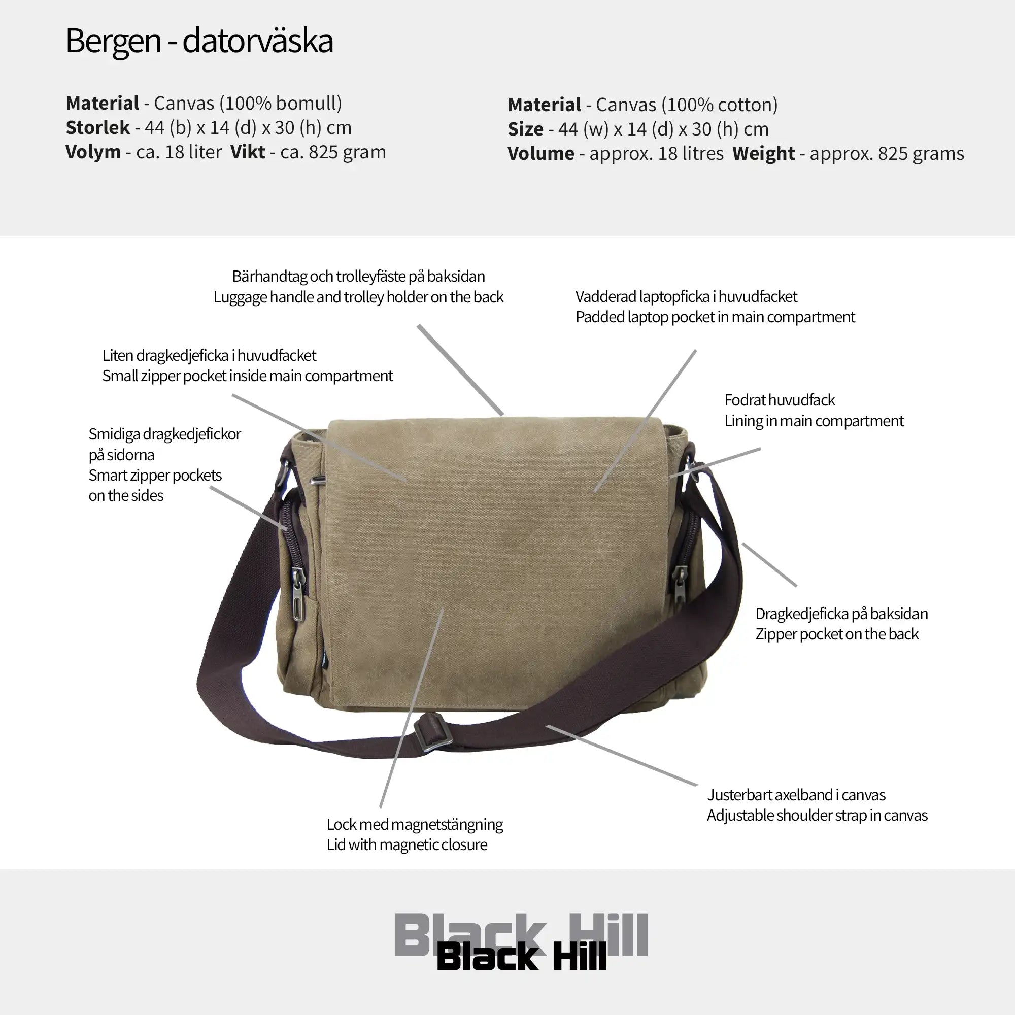 Black Hill - Bergen - datorväska #Färg_Brun