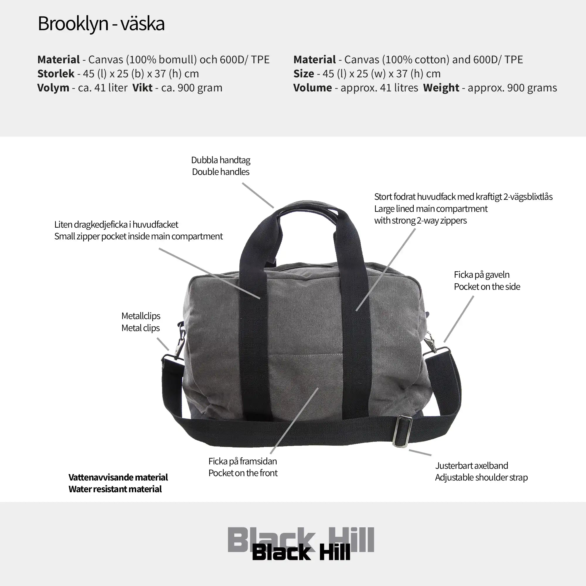 Black Hill - Brooklyn - väska #Färg_Grå