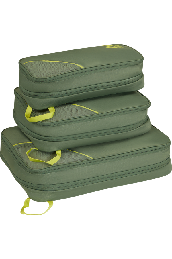 Packing Cubes Set med 3 packkuber Packkuber ONE SIZE #Färg_Olive/Lime
