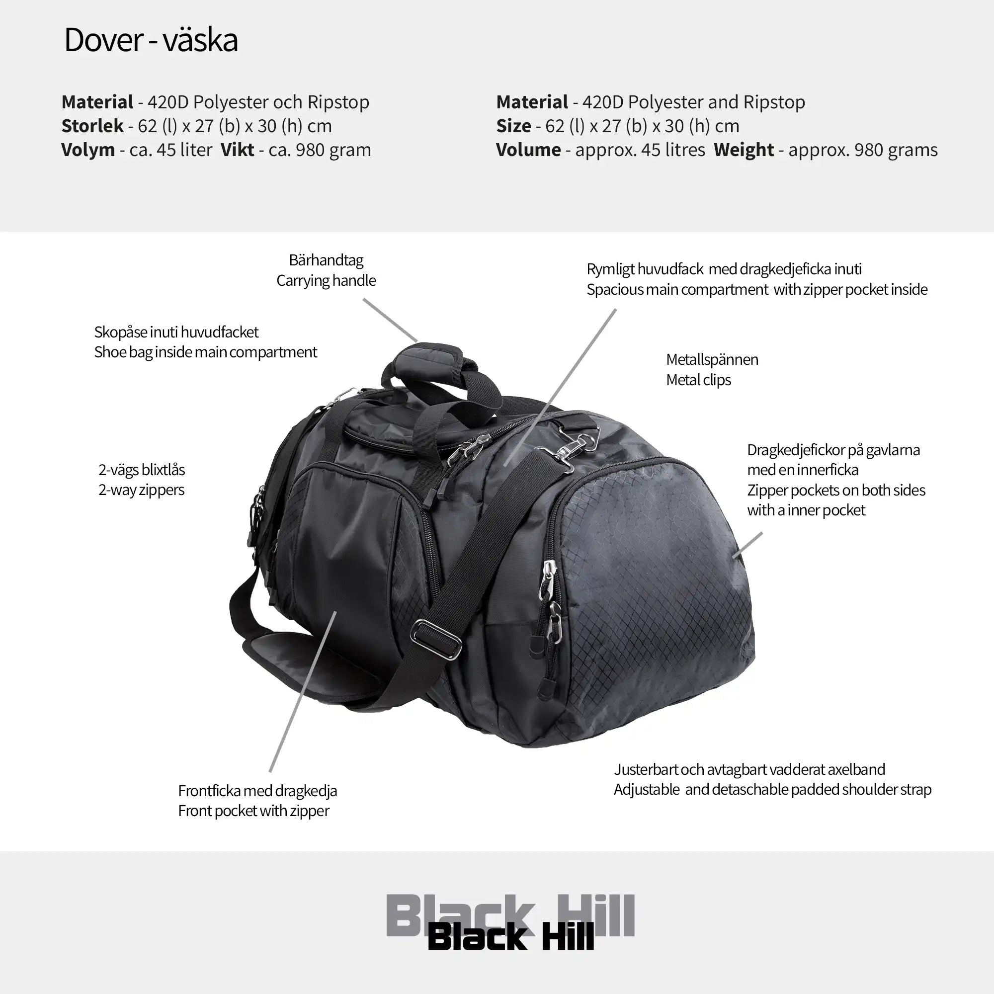 Black Hill - Dover - väska #Färg_Svart
