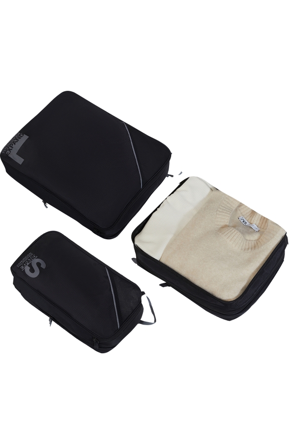 Packing Cubes Set med 3 packkuber Packkuber ONE SIZE #Färg_Black/Grey