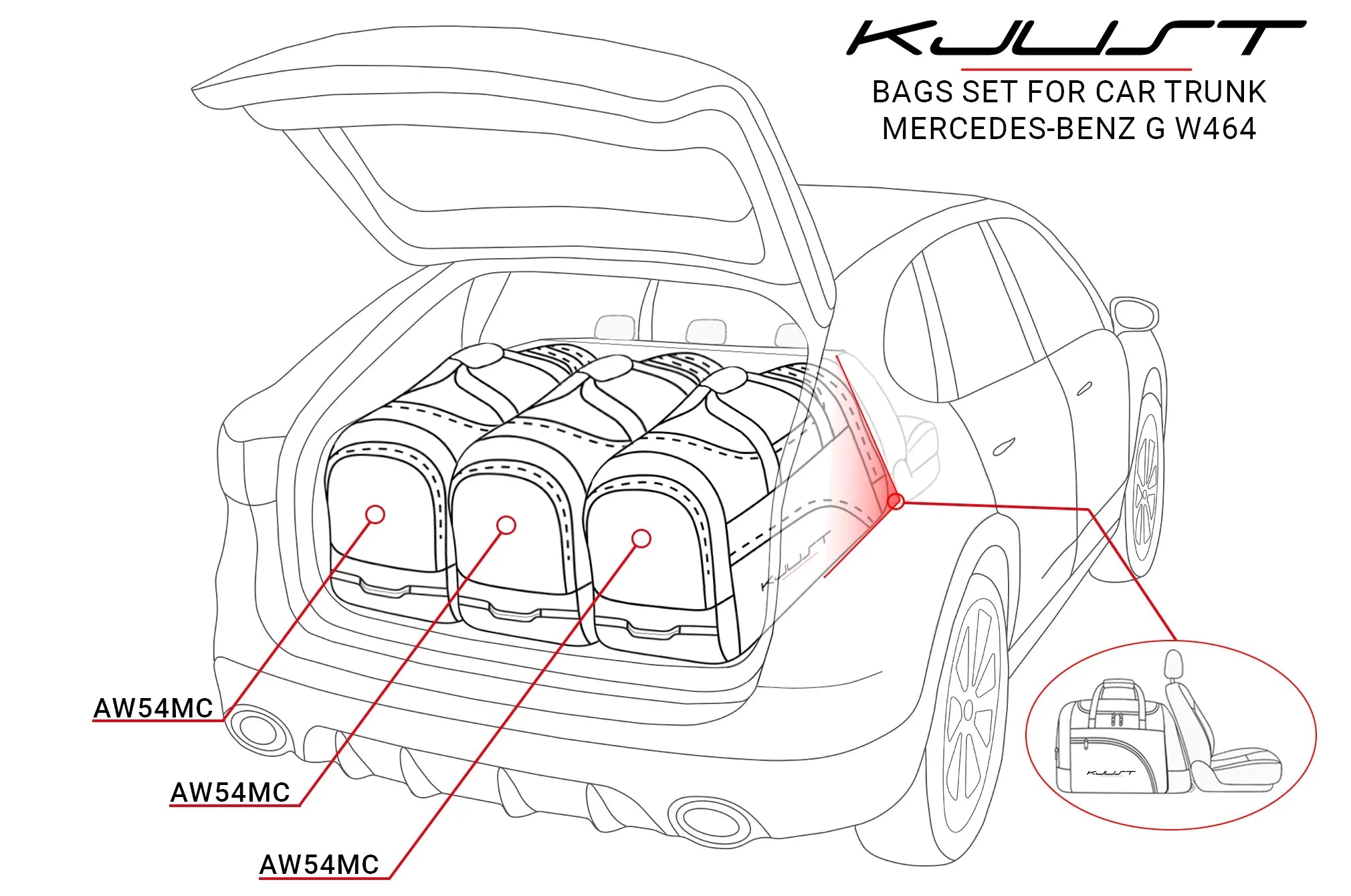 Mercedes-BENZ G 2018-2023 3-väskor #färg_Svart