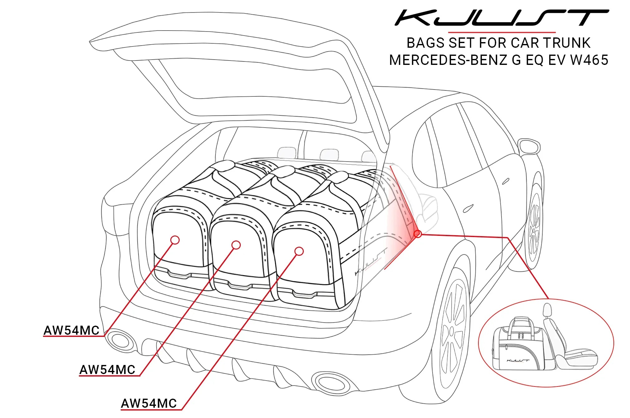 Mercedes-BENZ G EQ 2024+ 3-väskor #färg_Svart