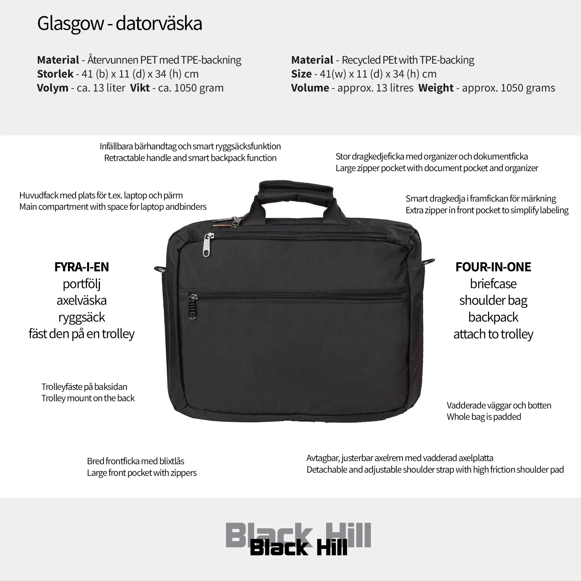 Black Hill - Glasgow - datorväska #Färg_Svart