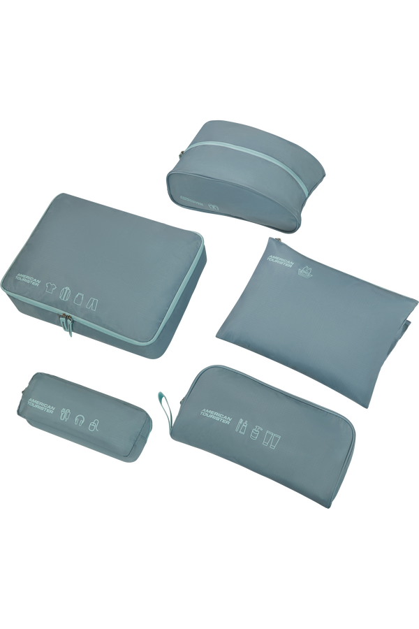Packing Organisers Set med 5 packorganisatörer Packorganisatörer ONE SIZE #Färg_Stone Blue/Blue