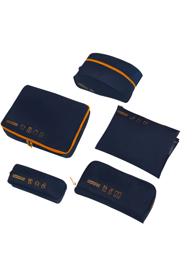 Packing Organisers Set med 5 packorganisatörer Packorganisatörer ONE SIZE #Färg_Navy/Orange