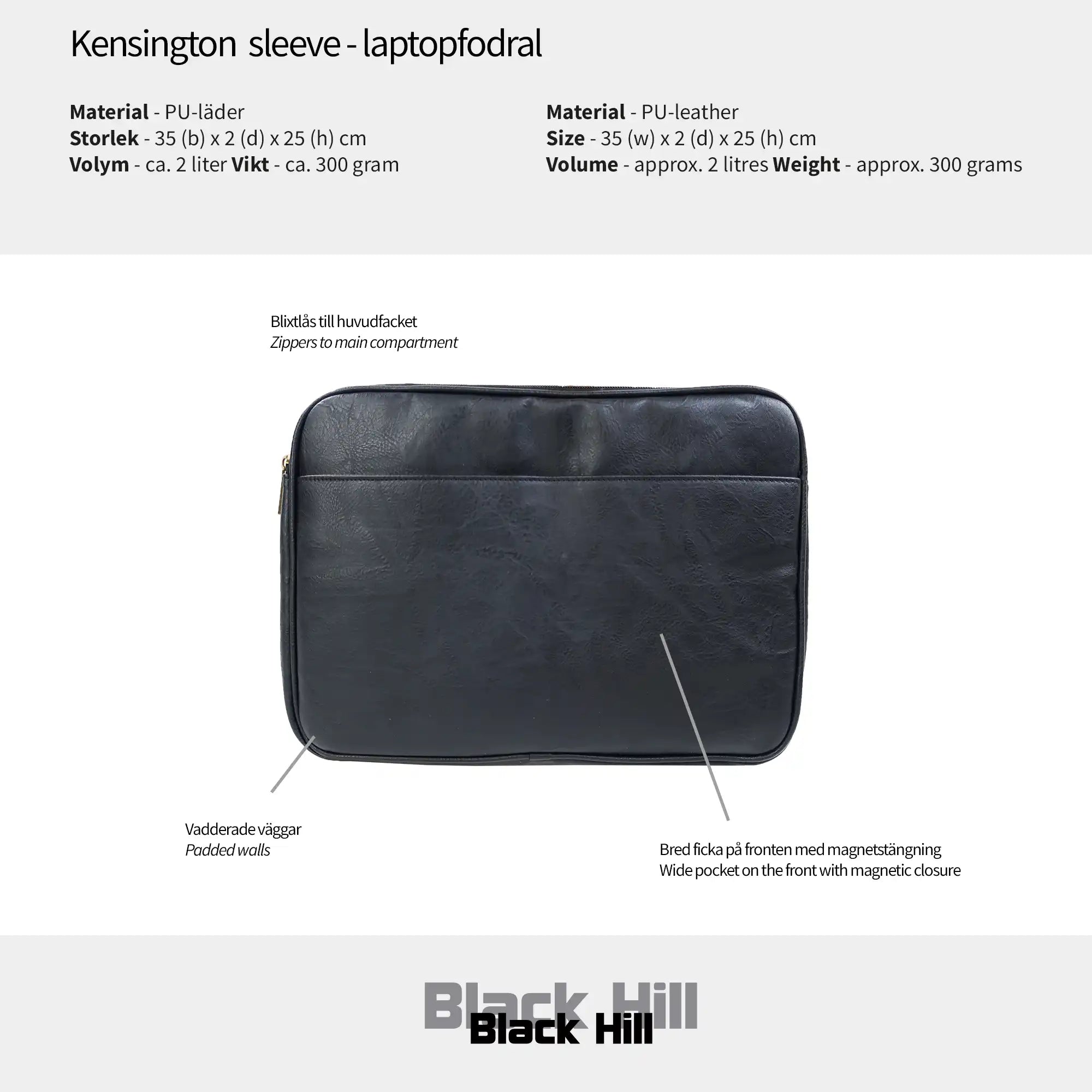 Black Hill - Kensington Sleeve - laptopfodral #Färg_Svart