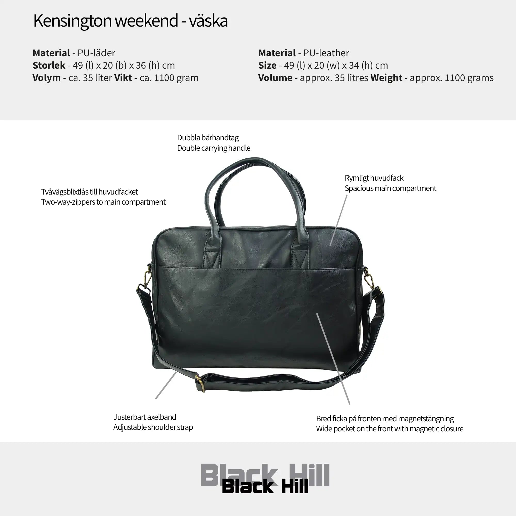 Black Hill - Kensington Weekend - väska #Färg_Svart