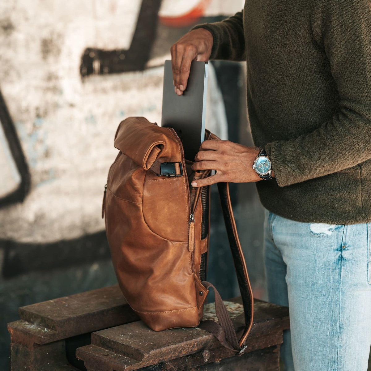 The Chesterfield Brand - Liverpool Roll-top-ryggsäck #Färg_Konjak